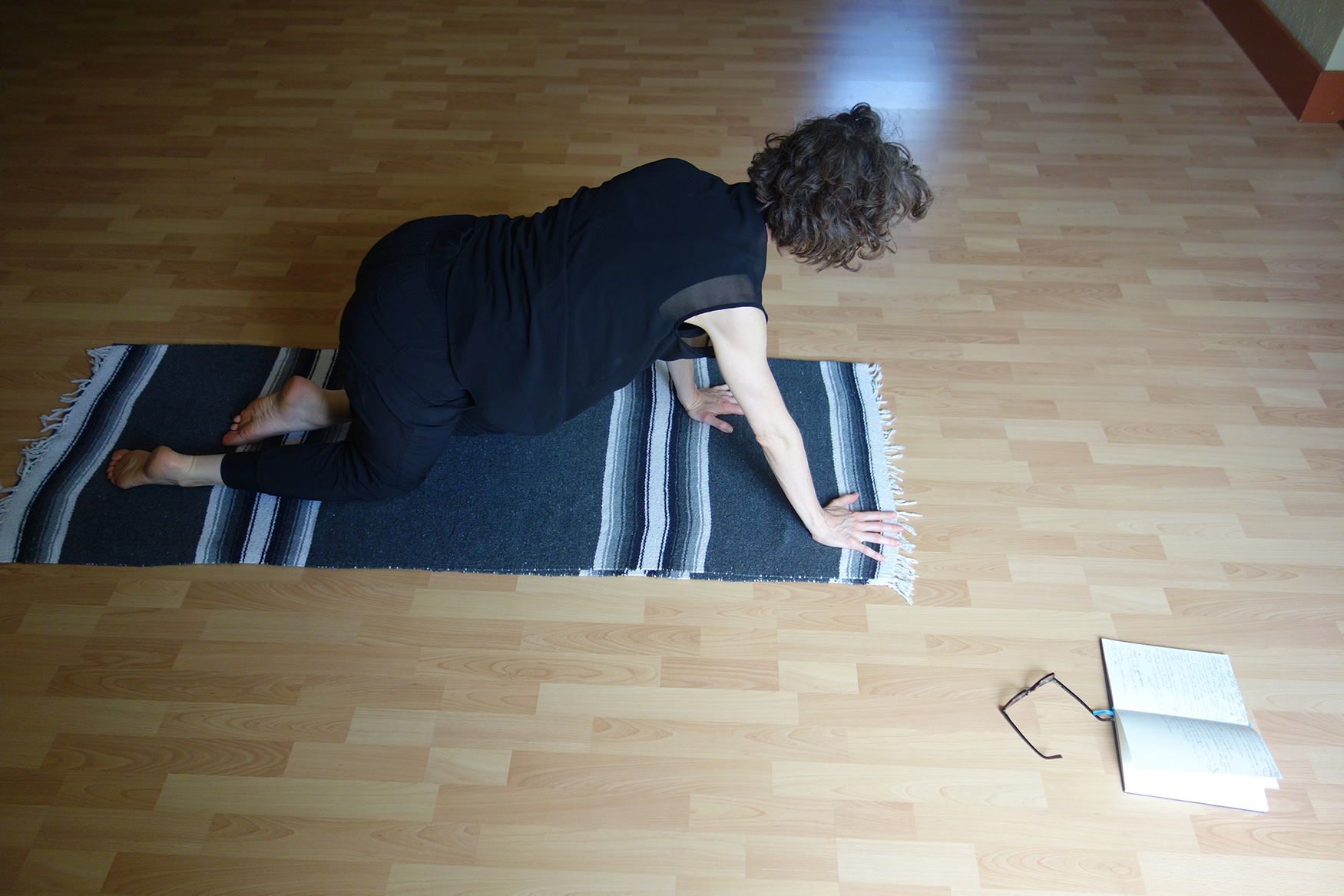 Jessica O'Keefe somatic embodied yoga home studio -crawling exploration
